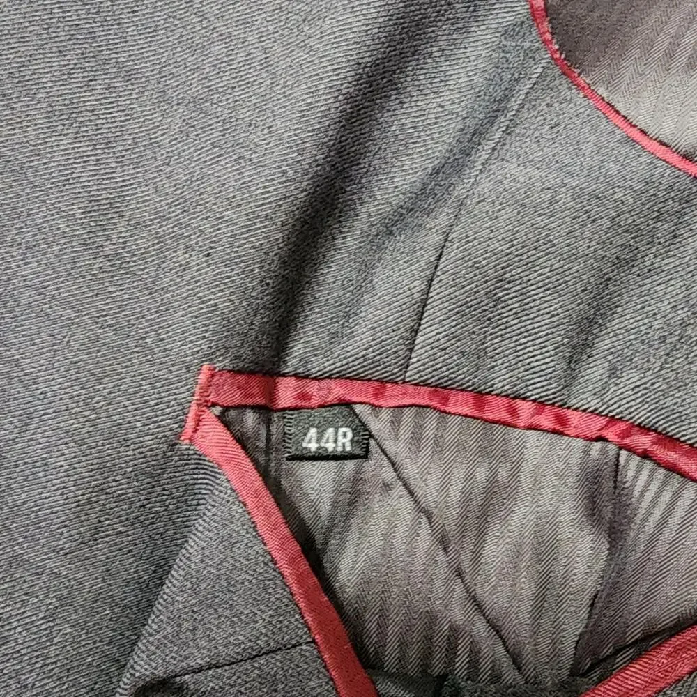 Vinci Suit Mens 44 38x29 Gray Poly Rayon Solid 3 Piece Classic Fit Notch Lapel